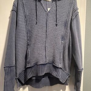 NWT Free People WTF On The Edge Thermal Hoodie Sweatshirt XS